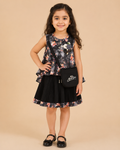 Girls Floral Cold-Shoulder Top & Black Pants Set 261