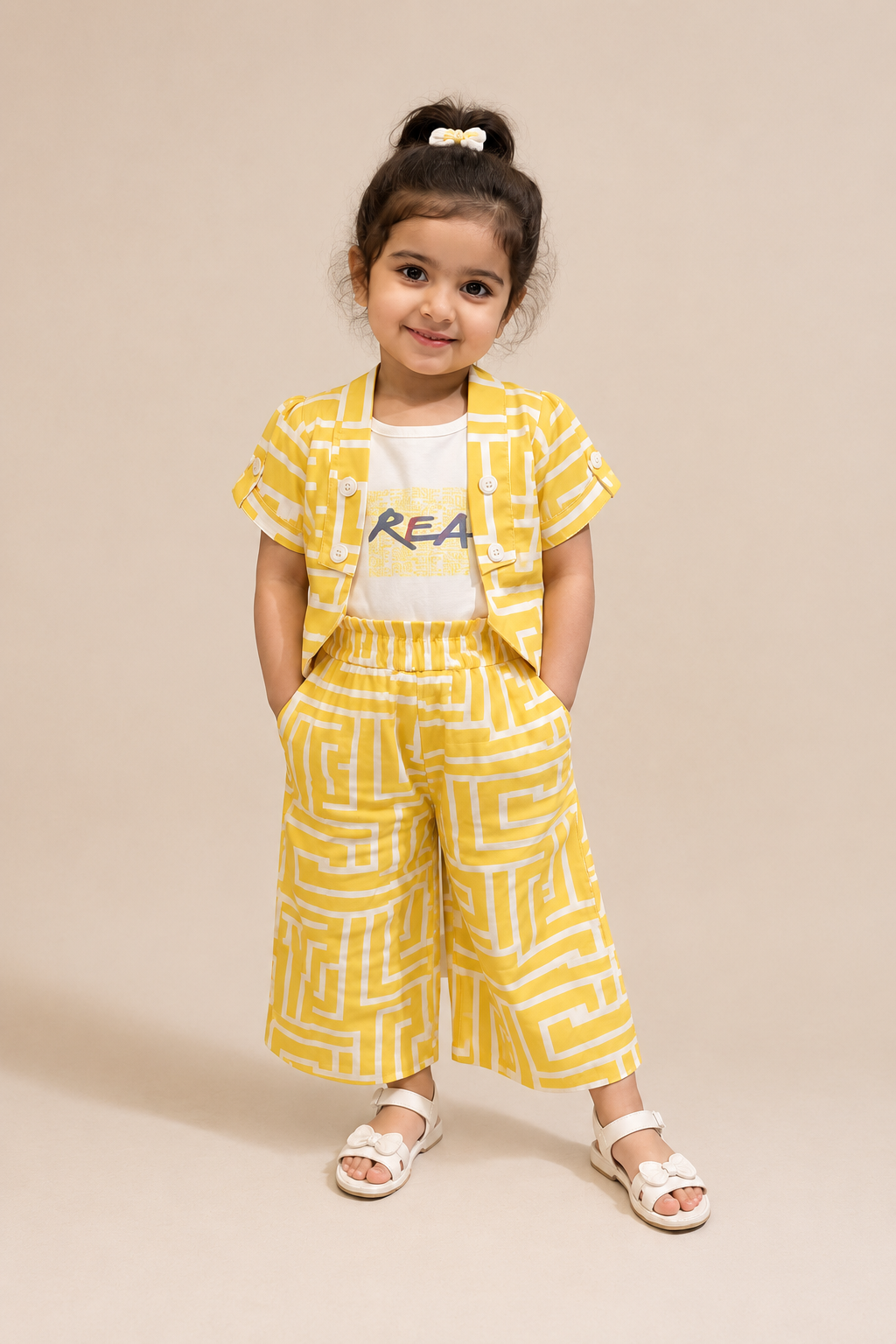 Kids Geometric Print Shirt & Pant Co-Ord Set 163
