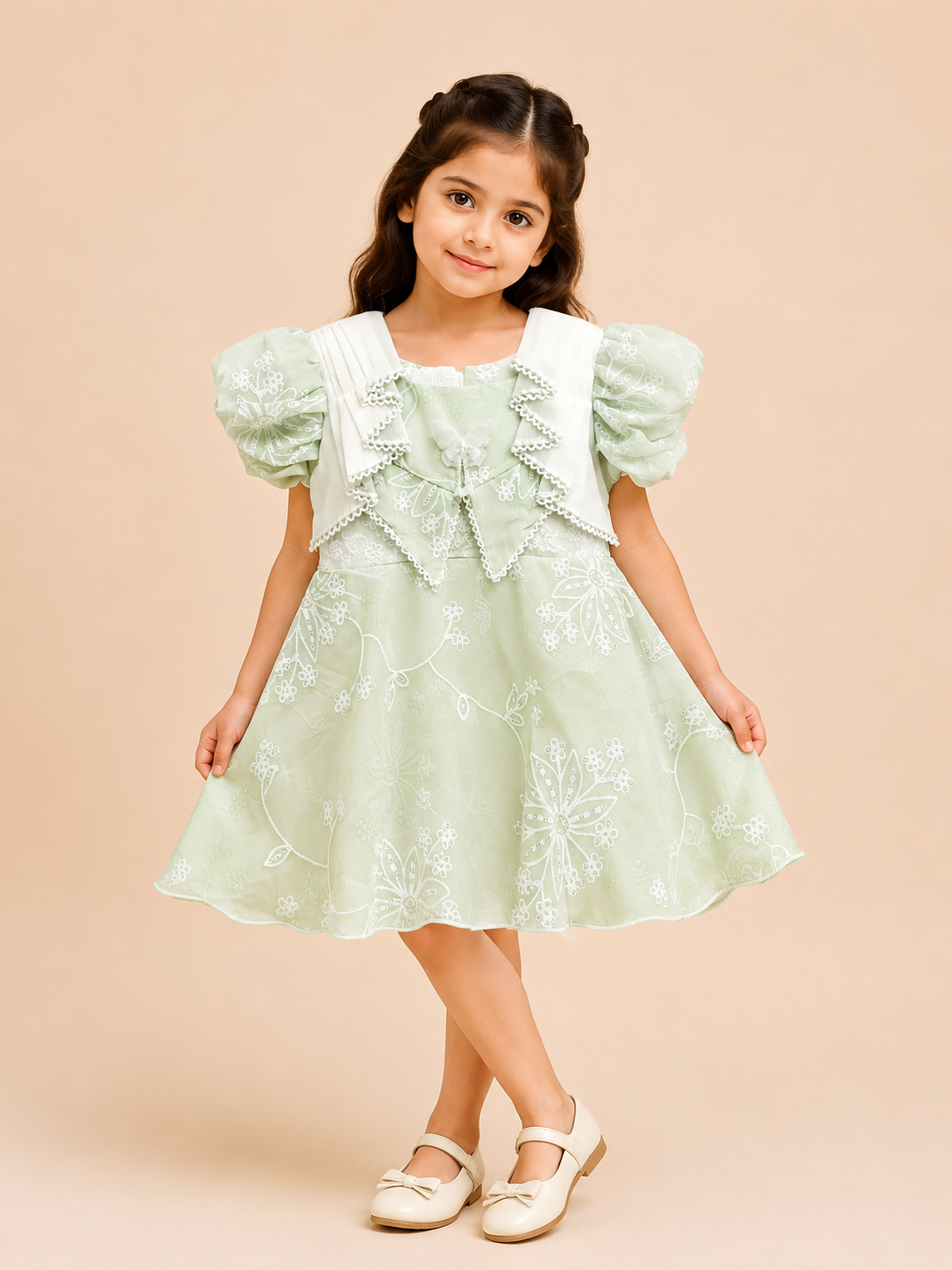 Baby Girls Elegant Embroidered Dress 257