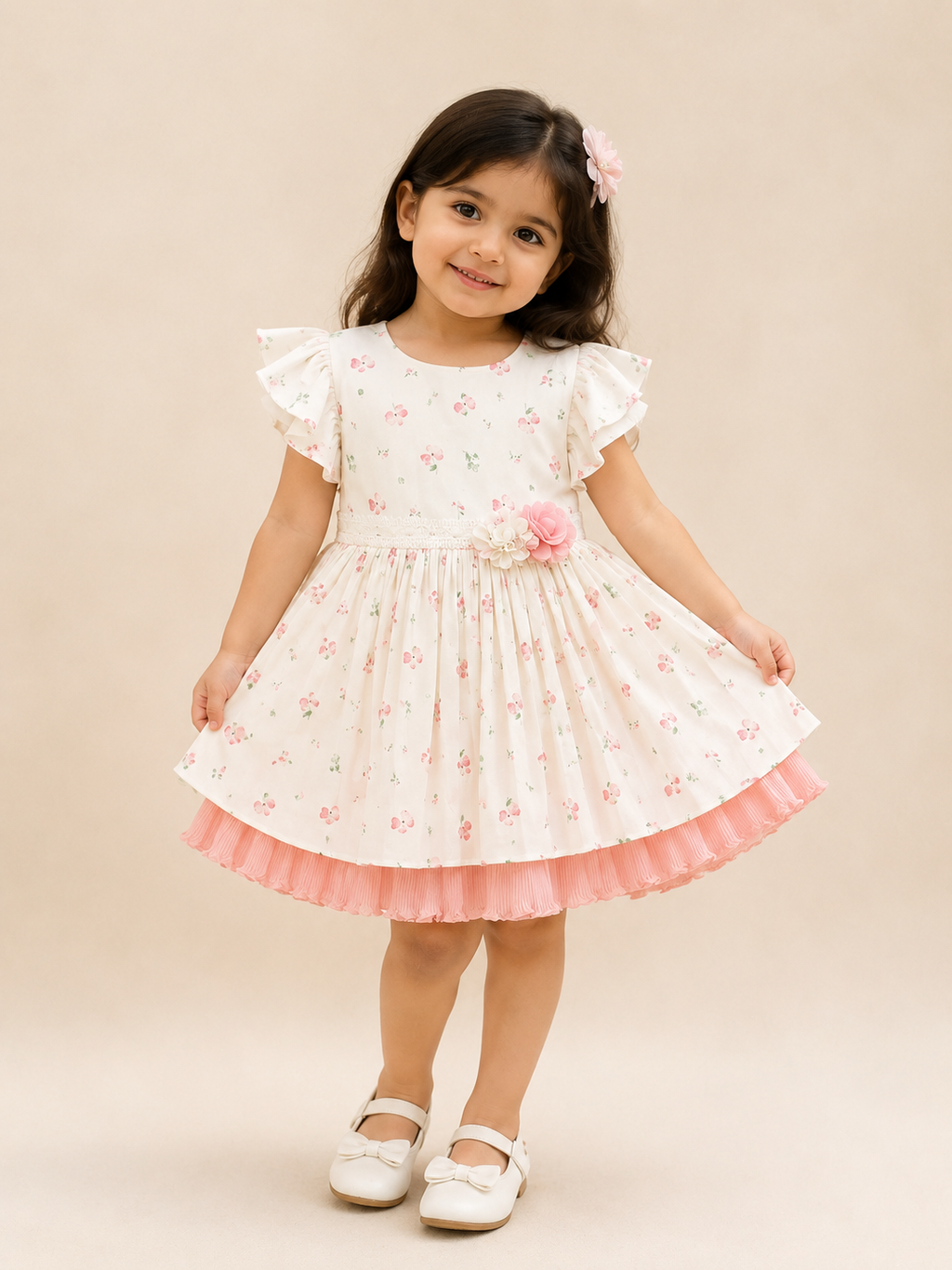Baby Girls Floral Layered Party Dress Set with Bloomer 199