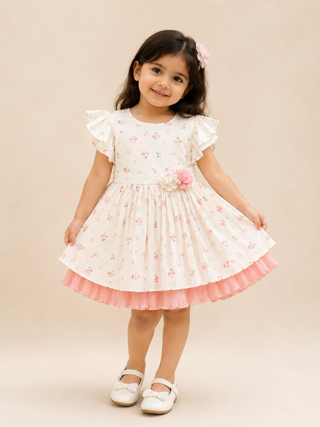 Baby Girls Floral Layered Party Dress Set with Bloomer 199