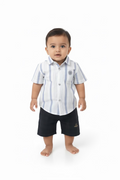 Boys Premium Stripe Shirt & Check Shorts Set B001