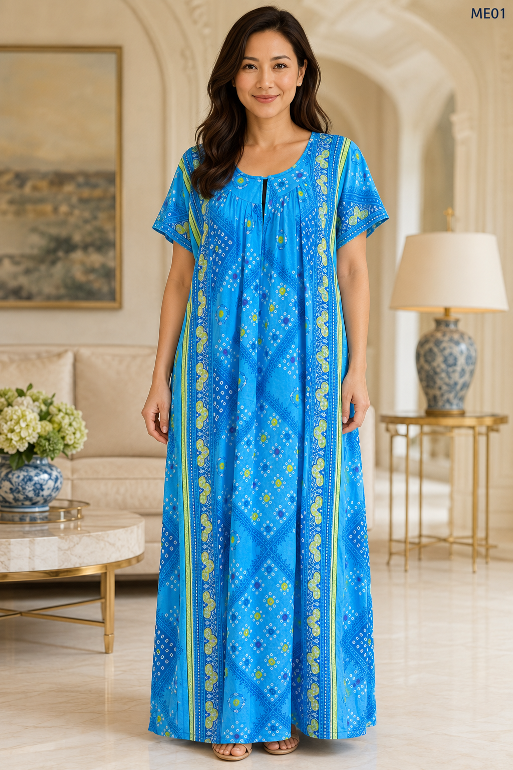 Azure Printed Maxi Dress-ME01