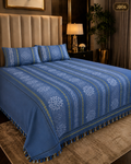 Jamdani Royal Steel Blue Bedsheet-JB06