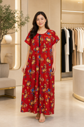 Crimson Printed Maxi Dress-ME03