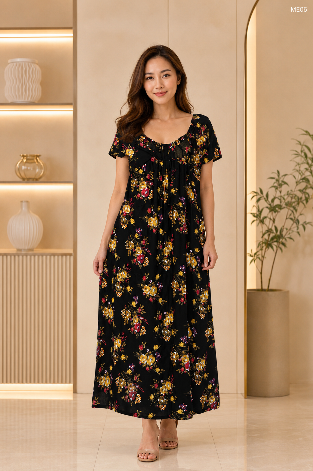 Onyx Printed Maxi Dress-ME06
