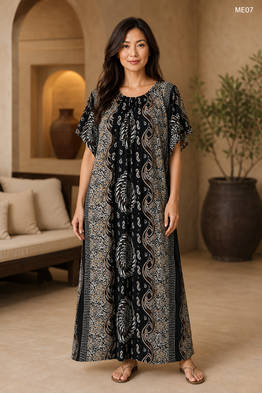 Black Paisley Printed Maxi Dress-ME07