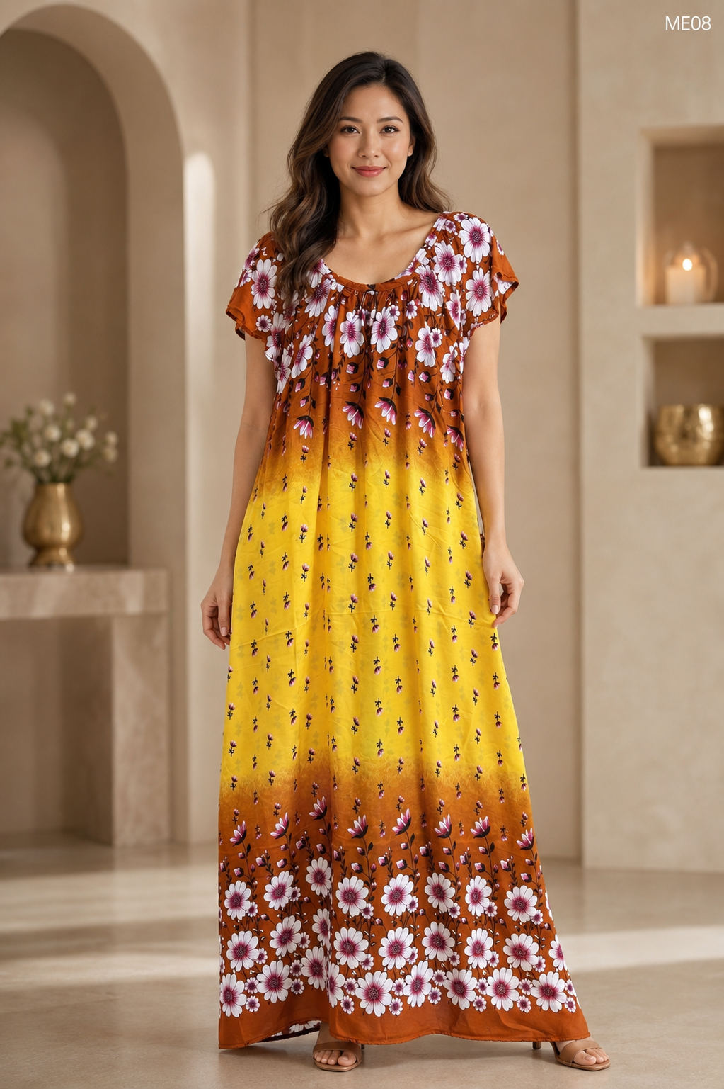 Sunset Printed Maxi Dress-ME08
