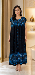 Midnight Blue Printed Maxi Dress-ME12