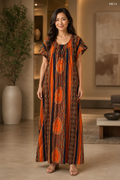 Rust Ethnic Printed Maxi Dress-ME14