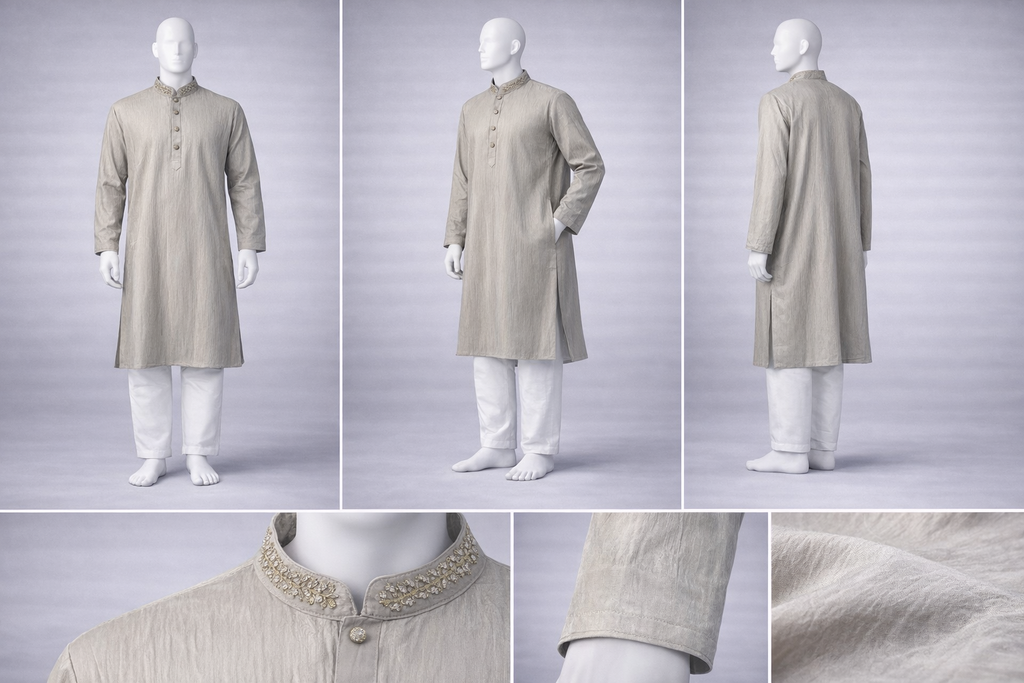 Gatsby Premium Panjabi for Men – Classic Fit | Eid & Festive Wear 14_GRAY