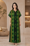 Emerald Printed Zipper Maxi Dress-ME16