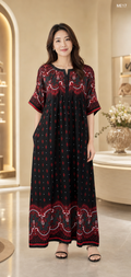 Ruby Noir Printed Zipper Maxi Dress-ME17