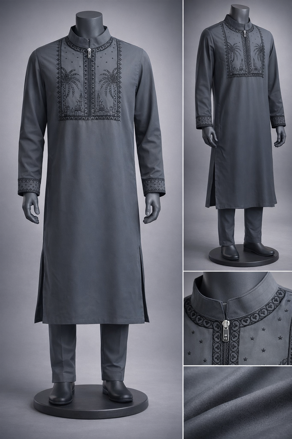 Gatsby Premium Panjabi for Men – Classic Fit | Eid & Festive Wear 07_DARK GRA