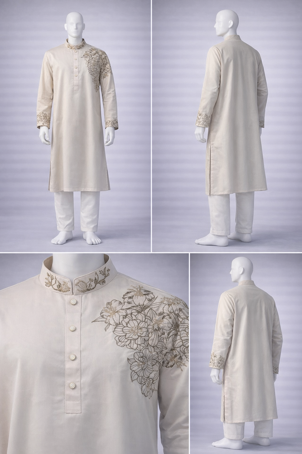 Gatsby Premium Panjabi for Men – Classic Fit | Eid & Festive Wear 03 Cream