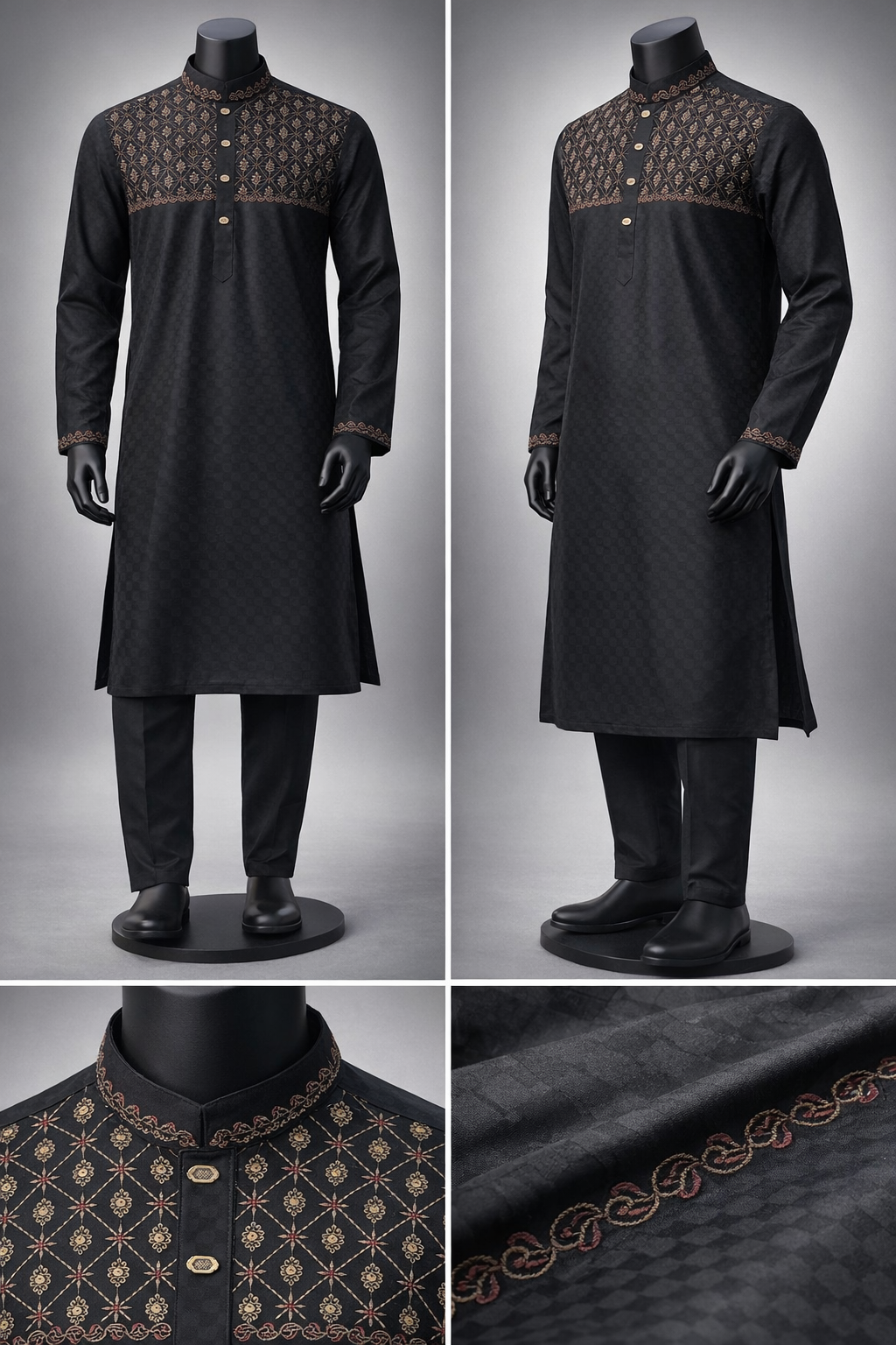 Gatsby Premium Panjabi for Men – Classic Fit | Eid & Festive Wear 02_BLACK