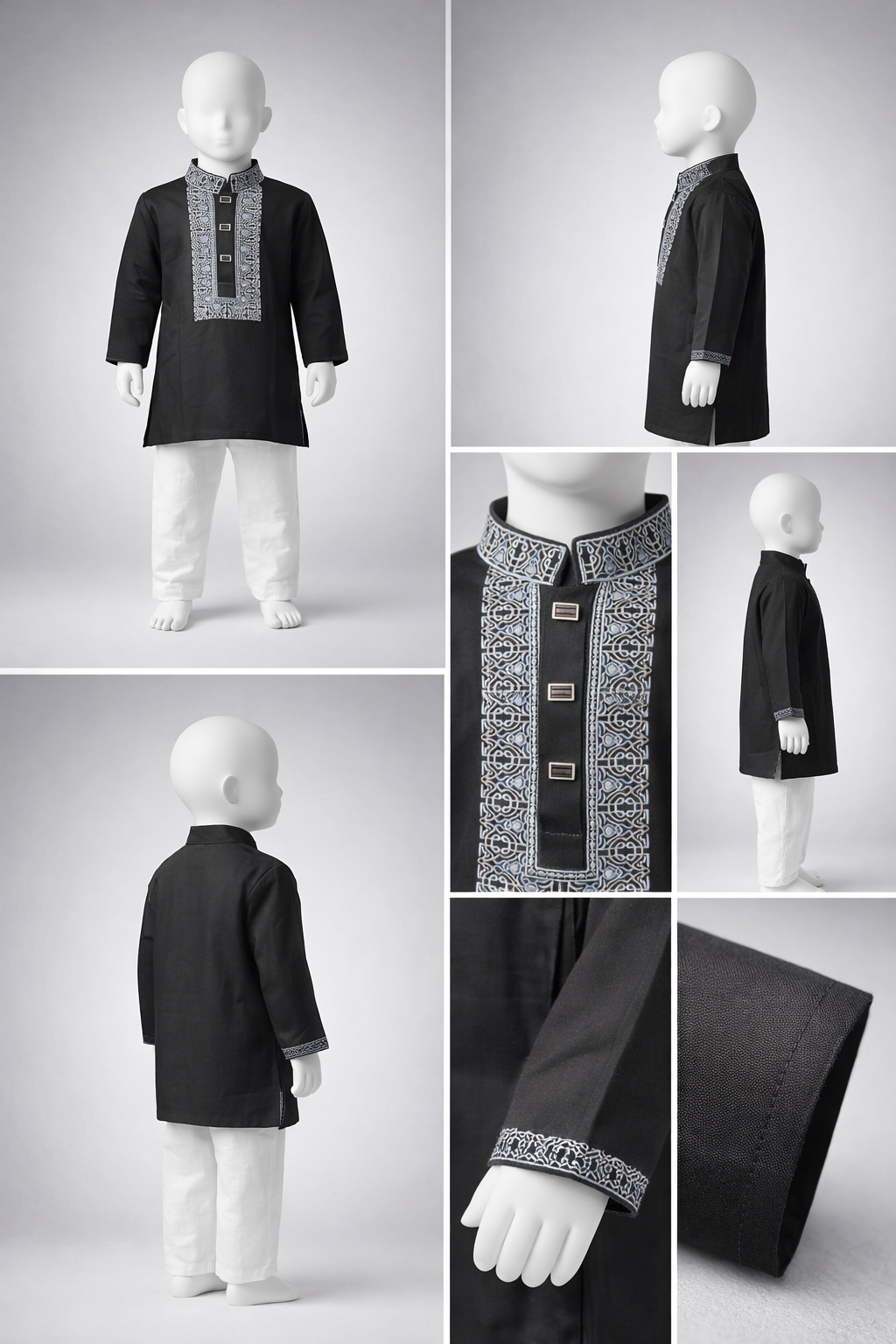 Boys Premium Embroidered Black Panjabi 1203