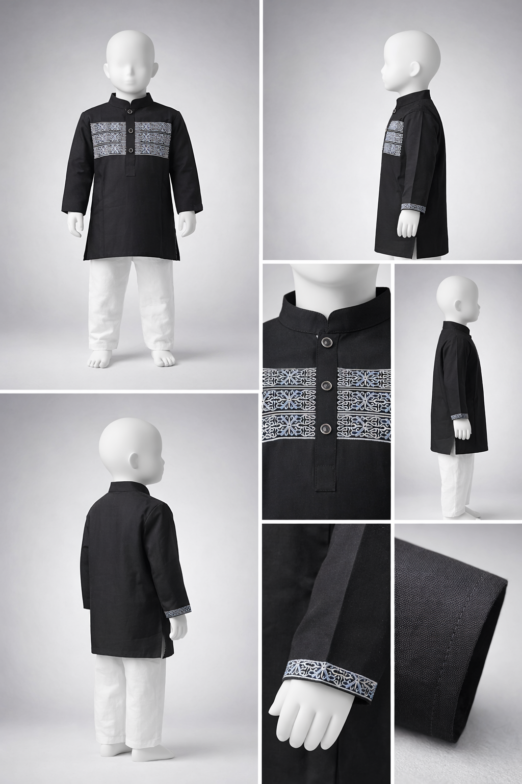 Boys Premium Embroidered Black Panjabi 1211