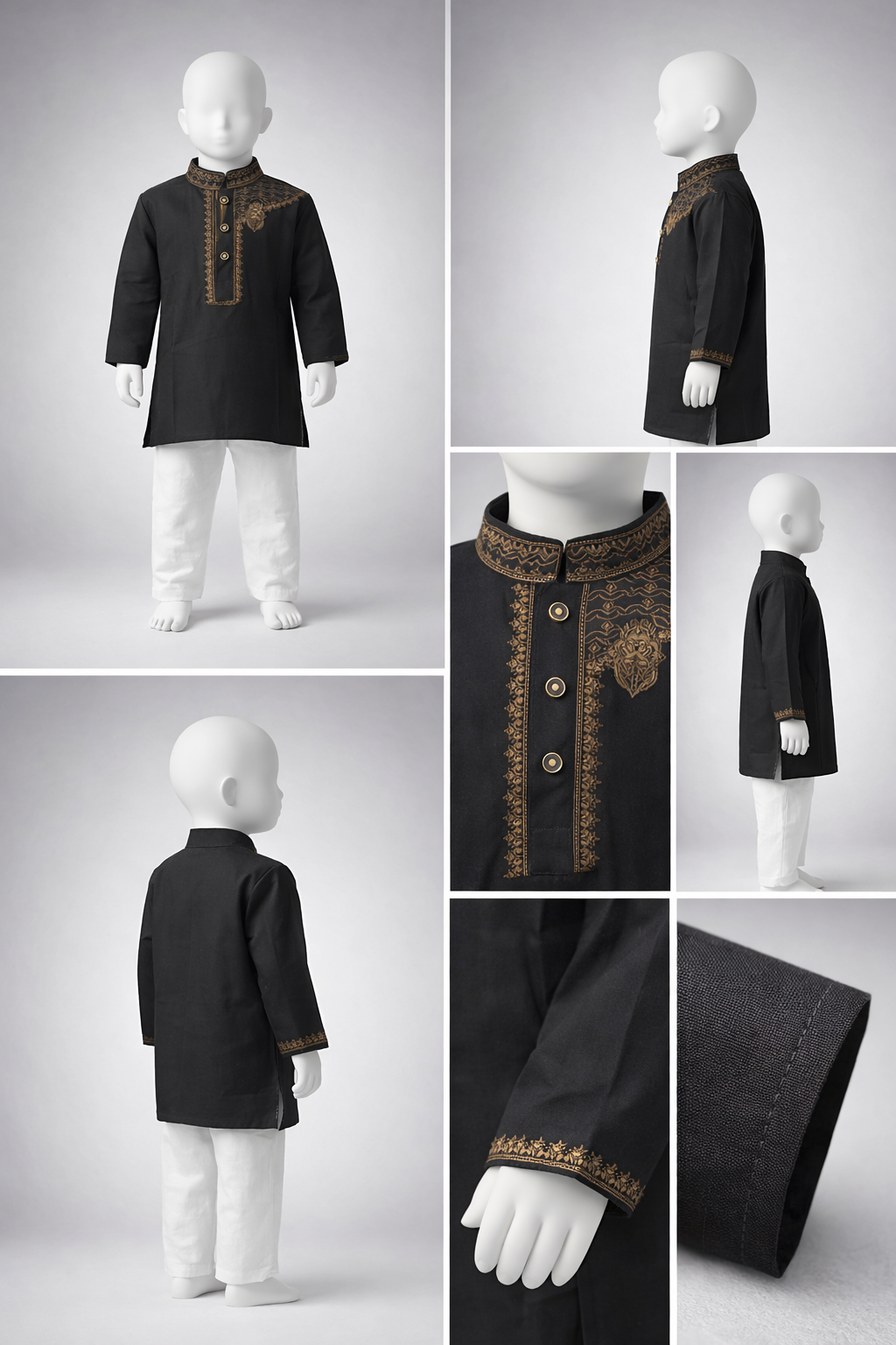 Boys Premium Embroidery Black Panjabi 1215