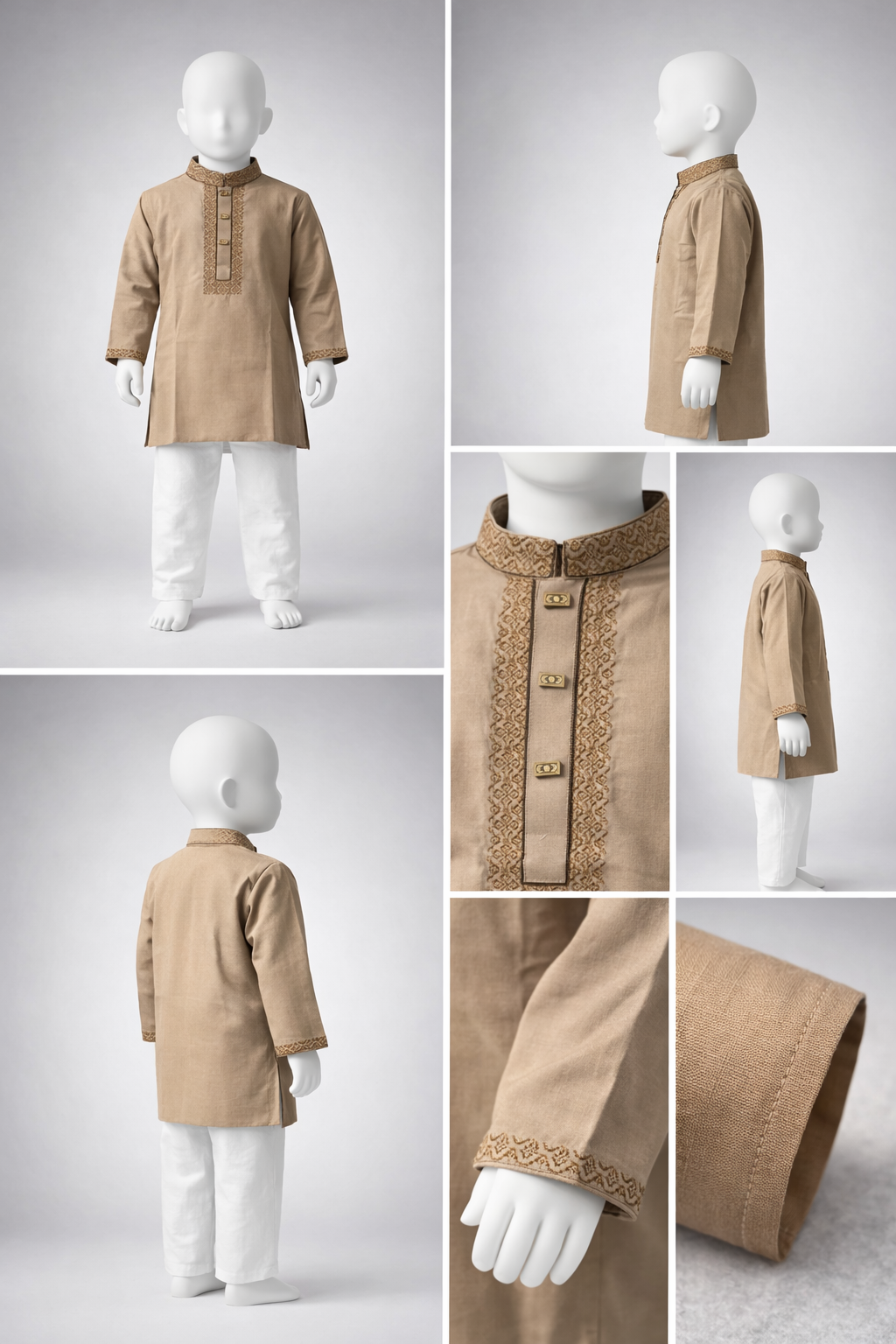 Boys Premium Dusty Rose Panjabi with Embroidered Placket 1220