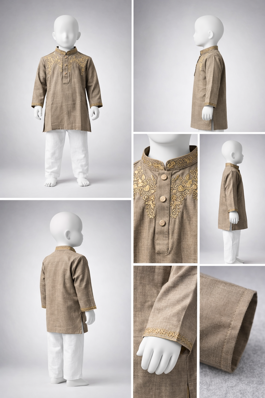 Boys Premium Embroidered Brown Panjabi 1207