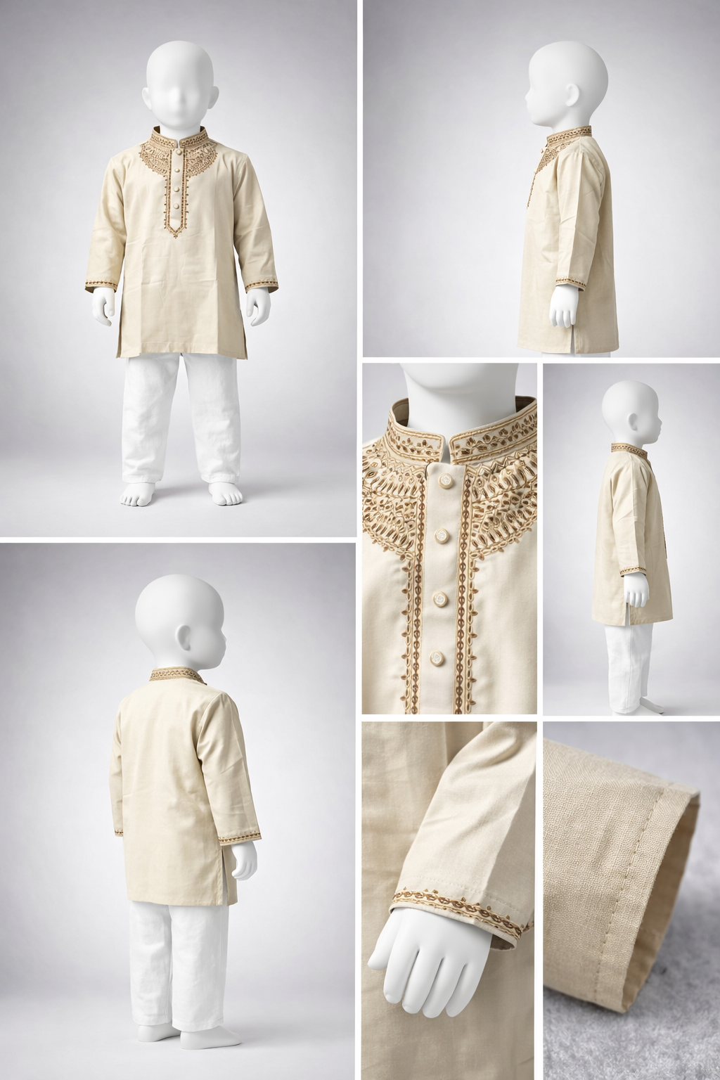 Premium Embroidered Cream Panjabi 1205