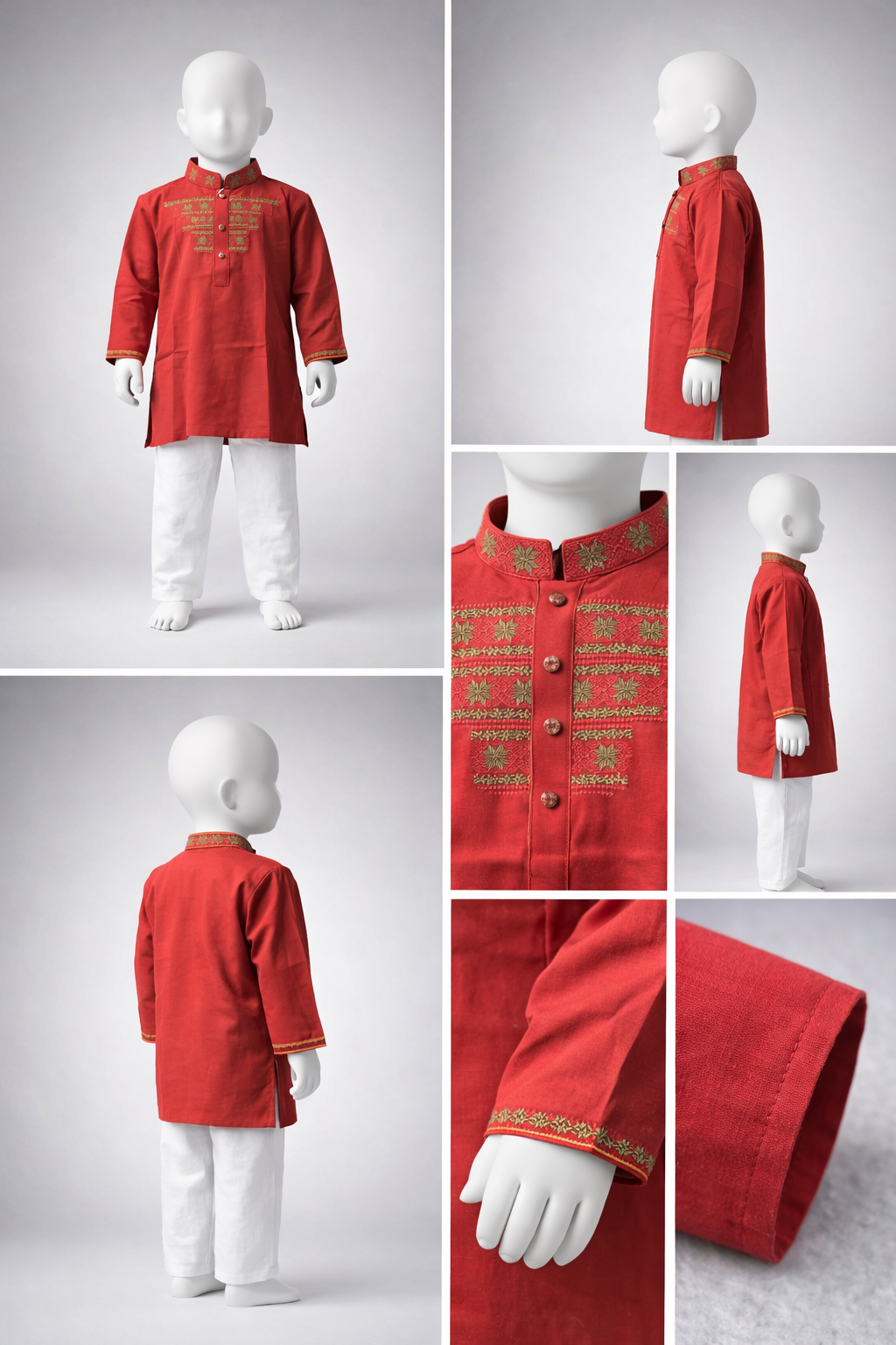 Boys Premium Embroidered Maroon Panjabi 1213