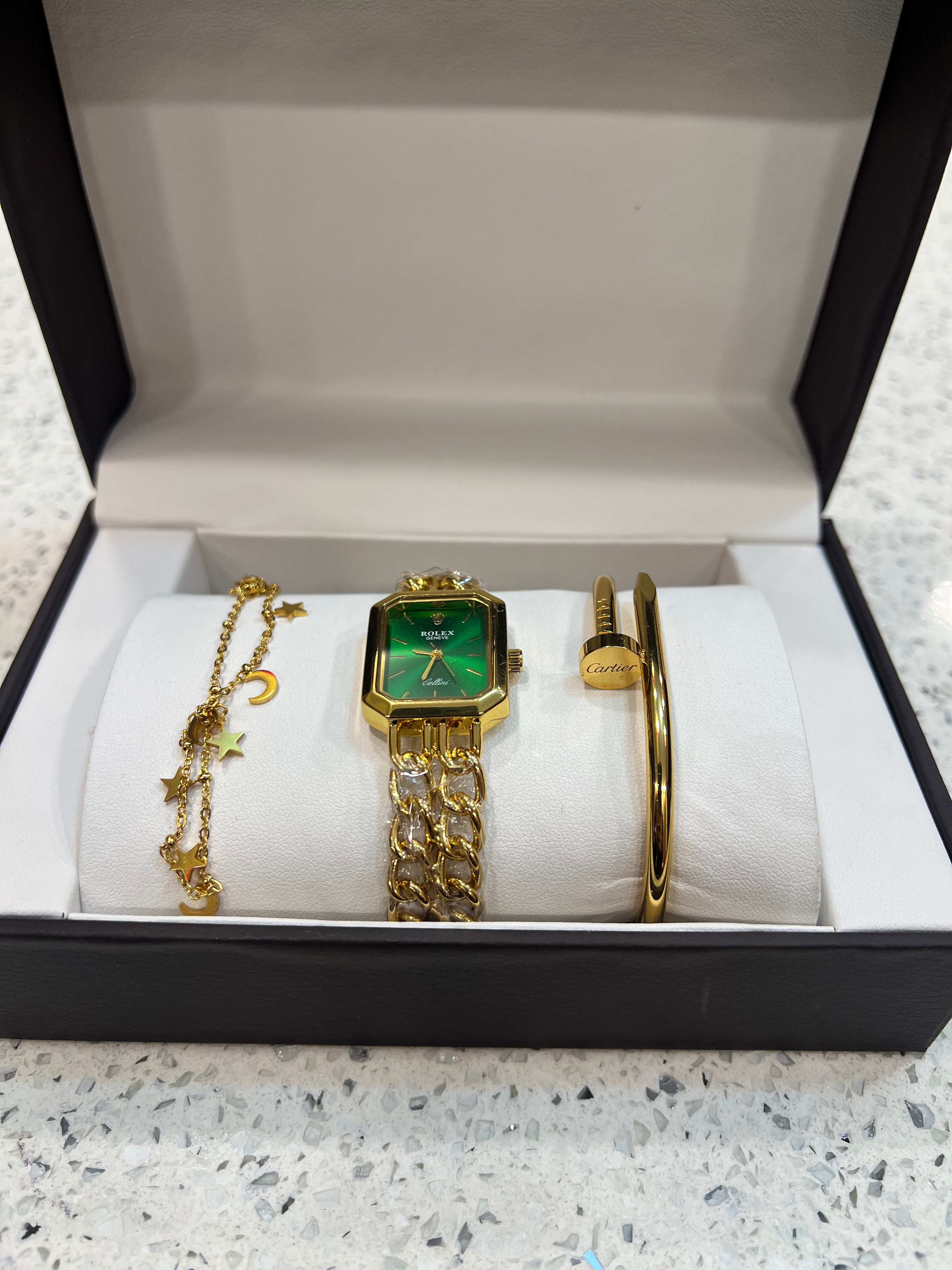 Luxury Gold Crystal Women’s Watch & Bracelet Gift Set BLKH45