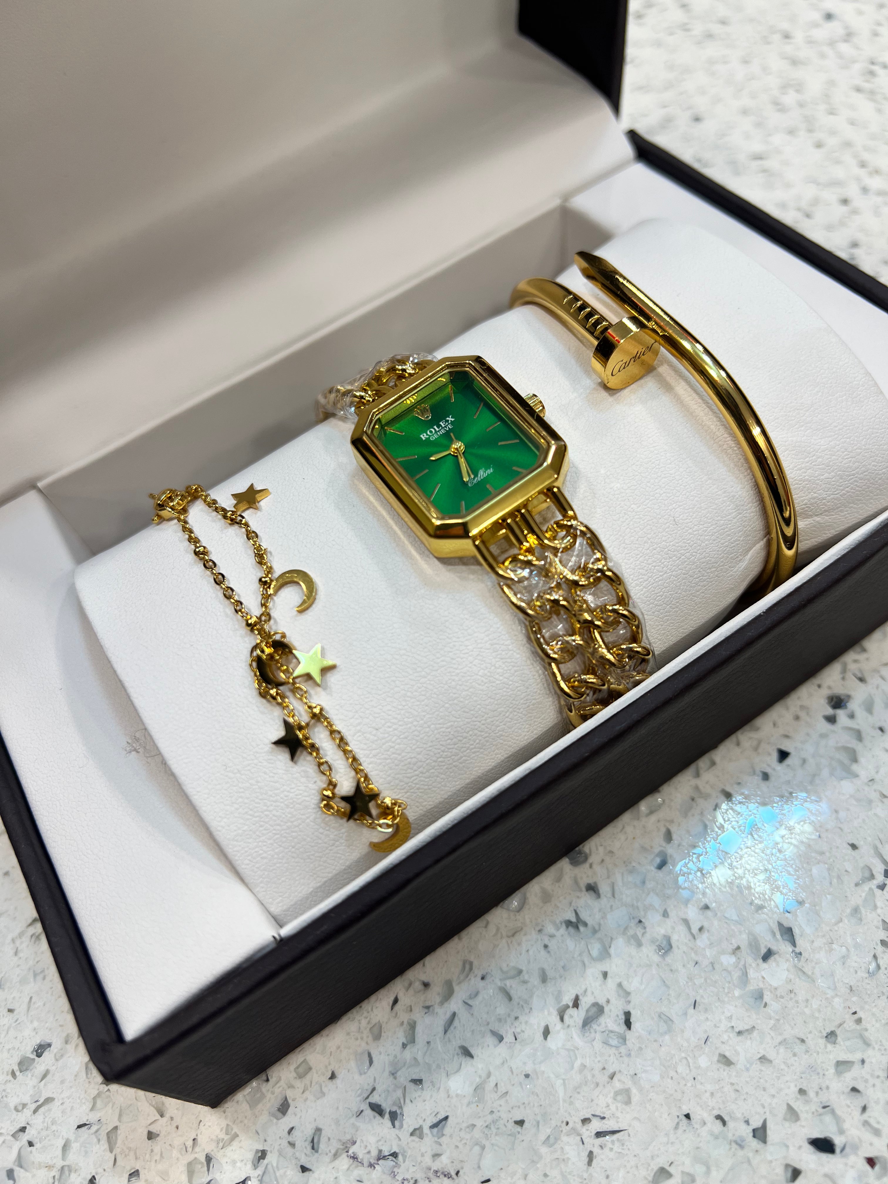 Luxury Gold Crystal Women’s Watch & Bracelet Gift Set BLKH45