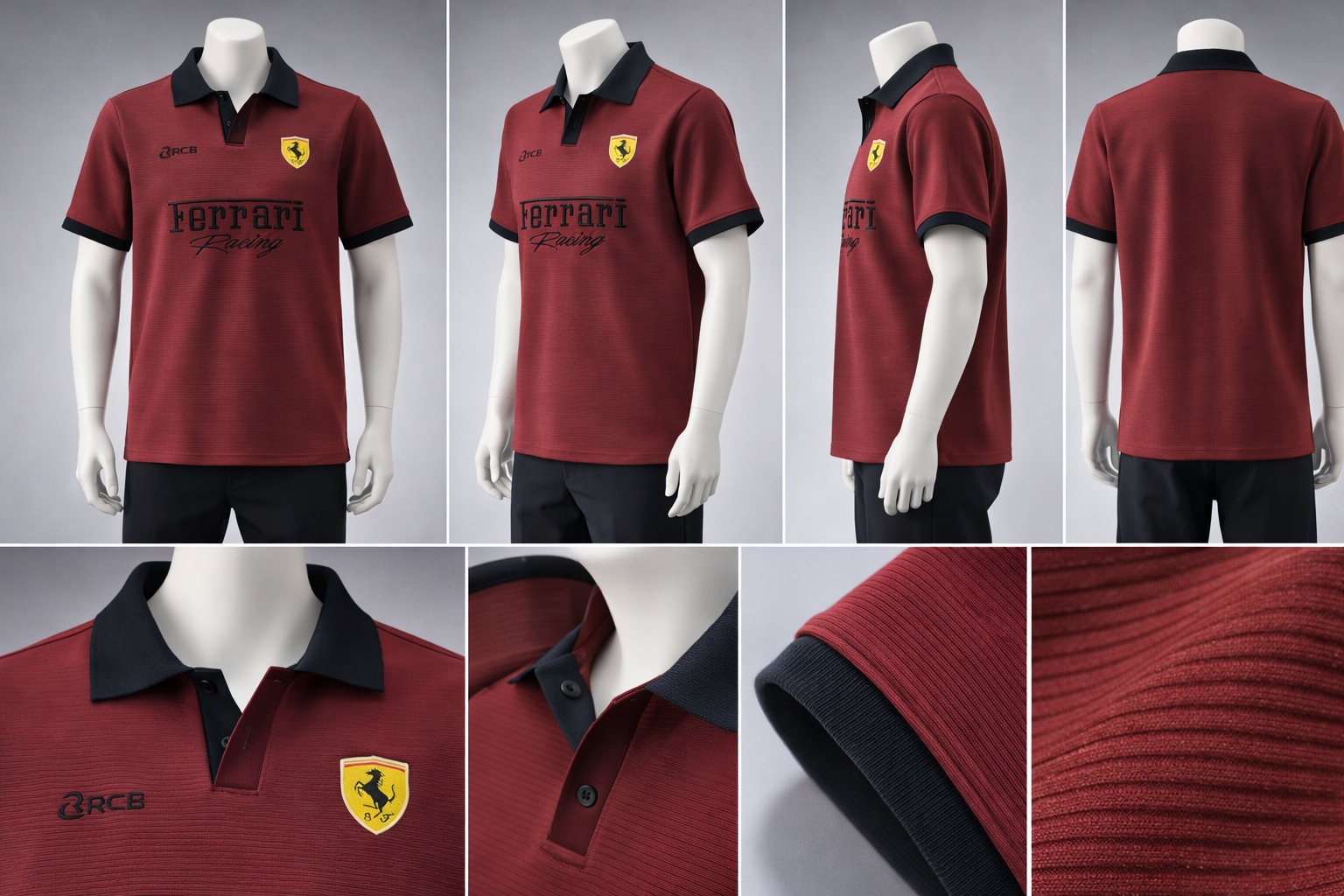 Ferrari Racing Performance Polo – Premium Athletic Collection (Grey & Maroon) 096