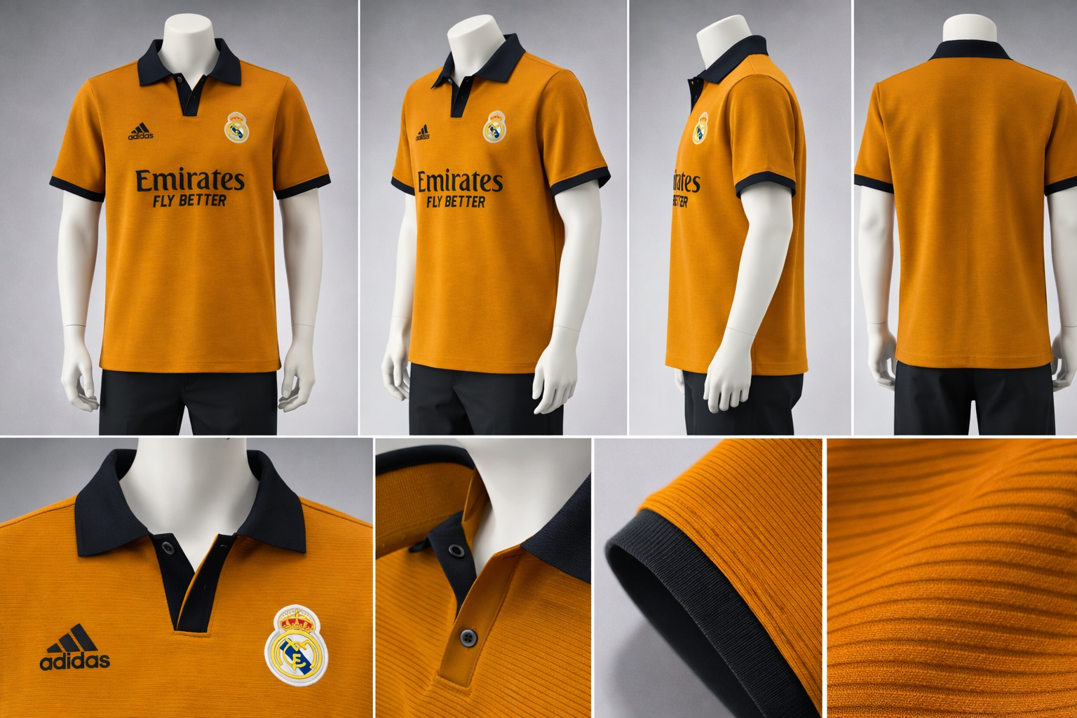 Real Madrid Retro Edition Jersey - Golden Mustard & Black (Adidas) 093