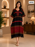 Ethnic Stripe Kaftan One Piece Dress-OP05
