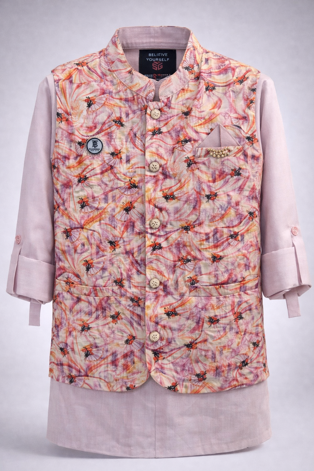 Boys Premium Kurta Pajama Set with Printed Waistcoat 410