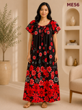 Black with Red Floral Print Maxi Dress-ME56