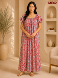 Crimson Red with White & Black Paisley Print Maxi Dress-ME62
