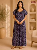 Black with Purple & White Abstract Print Maxi Dress-ME64