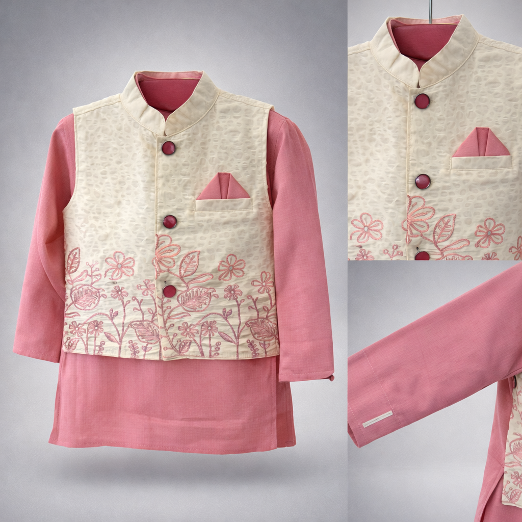 Kids Premium Ethnic Kurta Pajama Set with Printed Waistcoat 219
