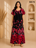 Black with Red Floral Print Maxi Dress-ME76