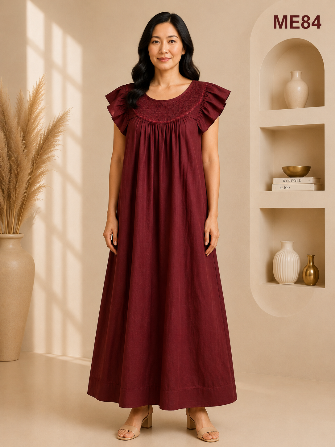 Deep Maroon Maxi Dress-ME84