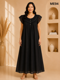 Jet Black Button Maxi Dress-ME94