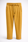 Men’s Ribbed Texture Drawstring Jogger Pants 164 Mustard Yellow
