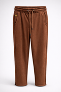 Men’s Ribbed Texture Drawstring Jogger Pants 164 Chocolate Brown