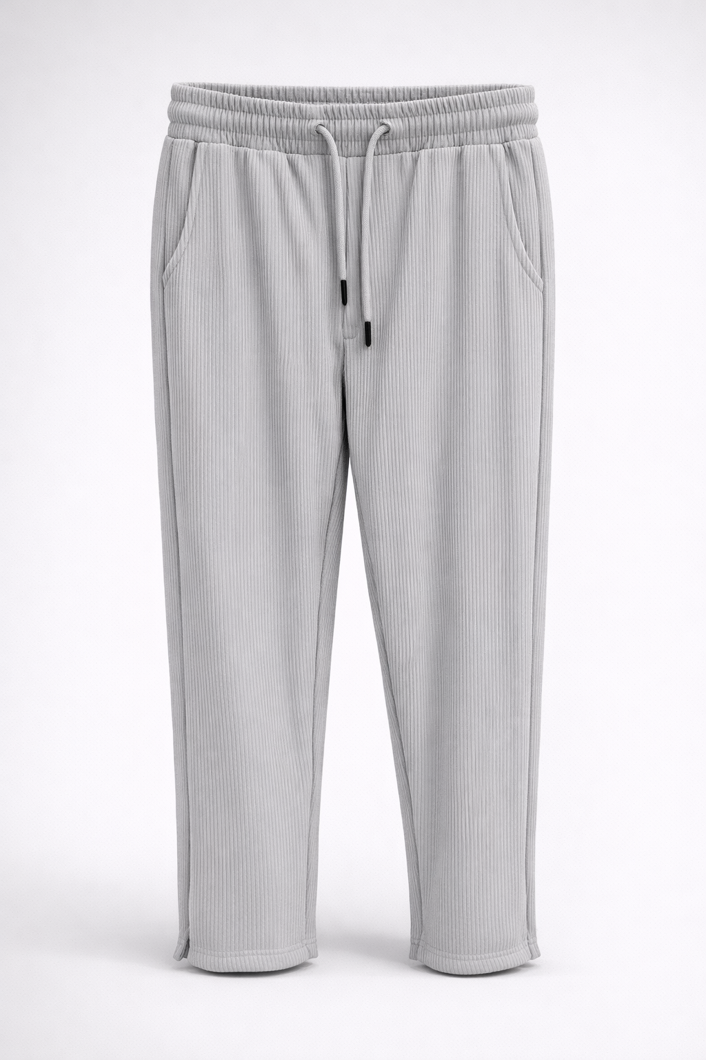 Men’s Ribbed Texture Drawstring Jogger Pants 164 Ice Grey