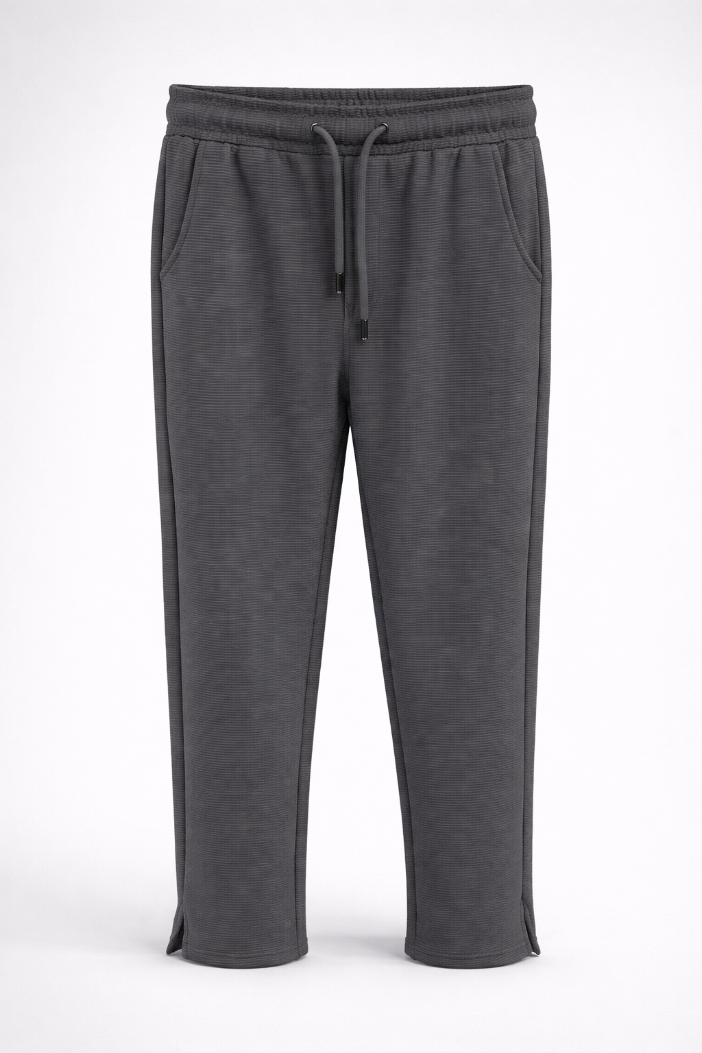 Men’s Ribbed Texture Drawstring Jogger Pants 164 Steel Grey