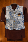 Kids Premium Printed Waistcoat Kurta Pajama Set 406