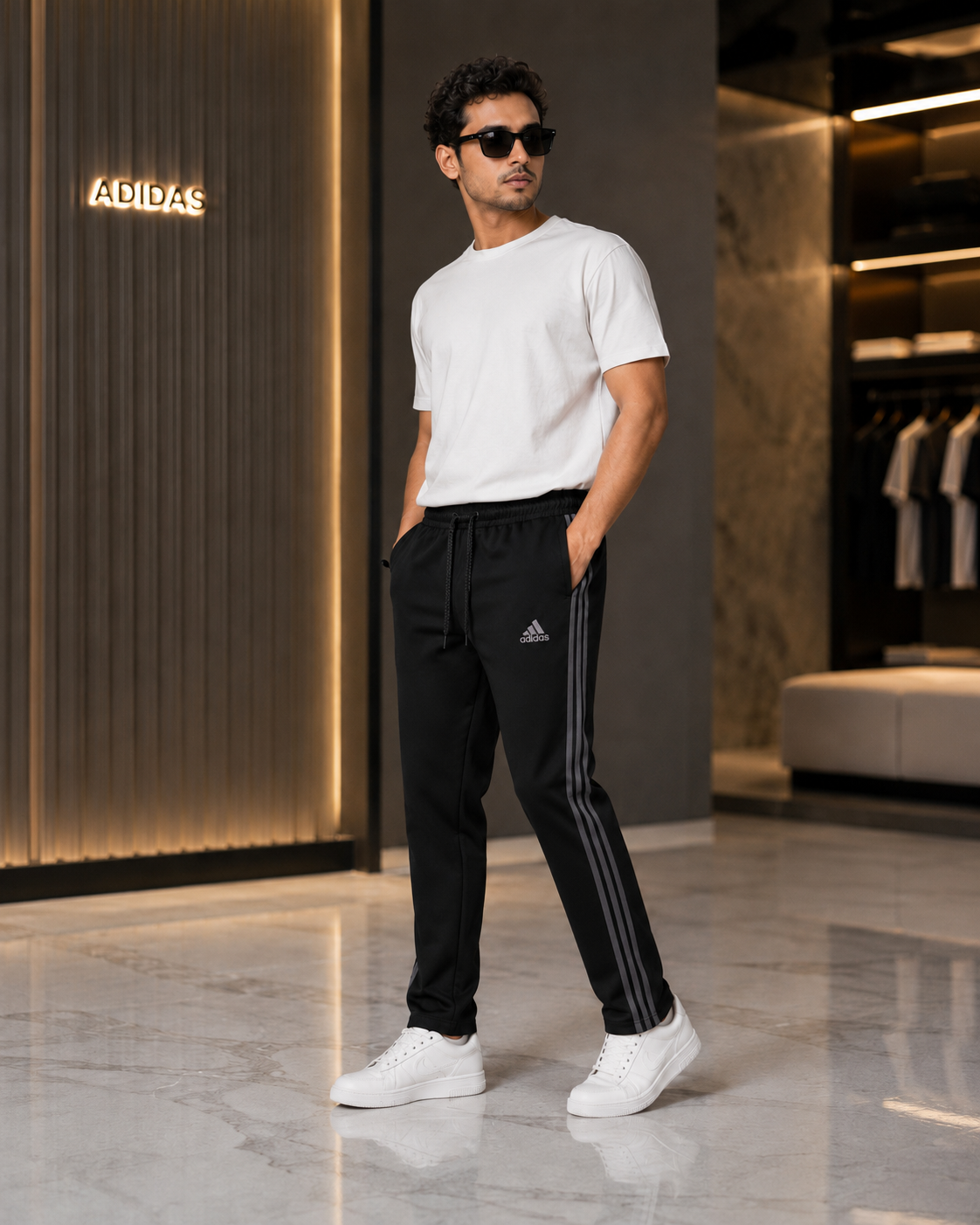 Three Stripe Full Athletic Track Pant Black/Ash