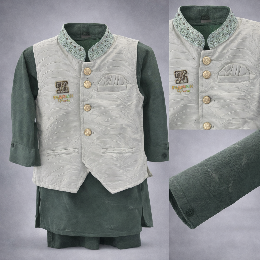 Kids Premium Kurta Pajama Set with Designer Waistcoat 403