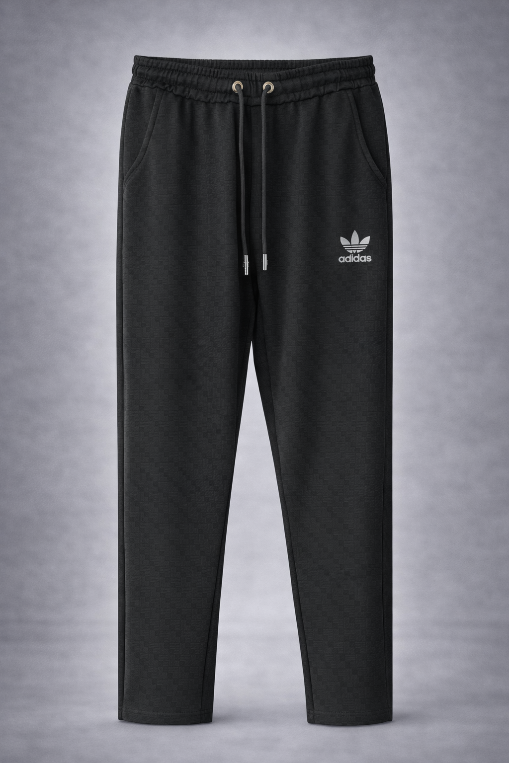 Men's Premium Jacquard Track Pant – Charcoal Black (Zip Pocket & Side Tape) 803