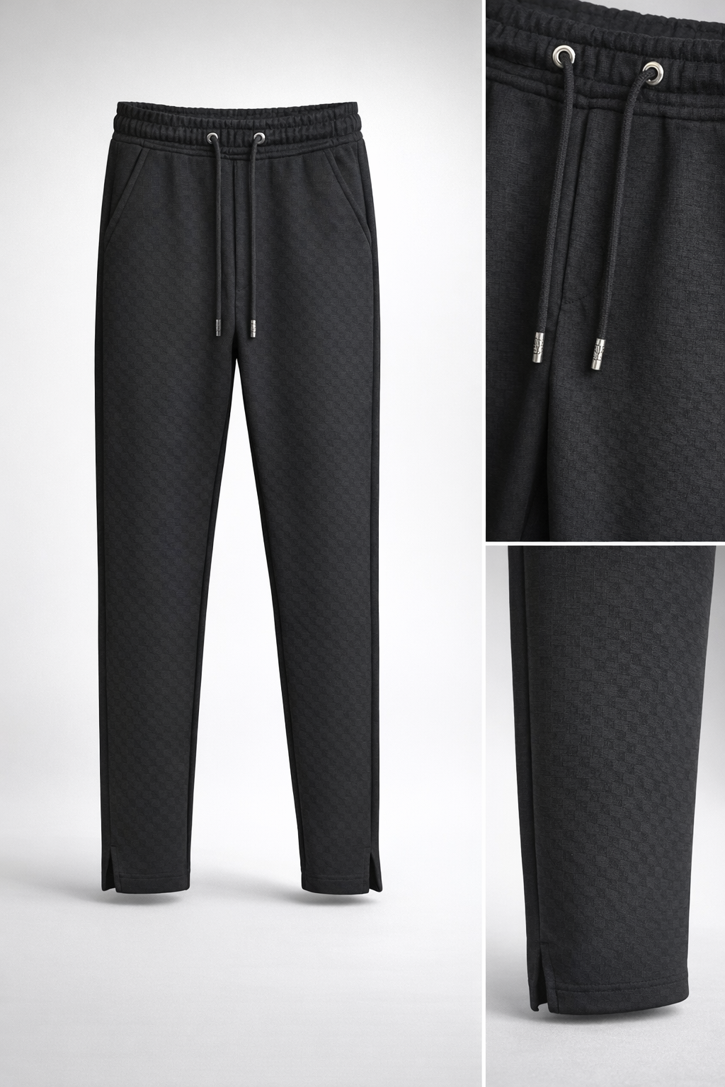 Men's Premium Black Textured Jogger Pant 124