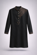 Boys Premium Embroidered Black Panjabi 1218